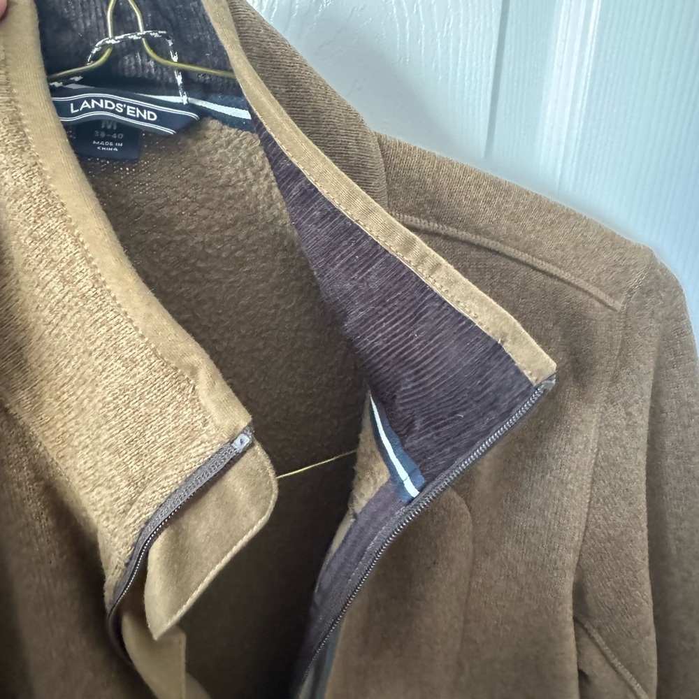 Lands End Men's Brown Quarter-Zip Sweater - Picture 2 of 3